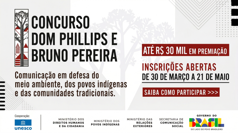 Concurso Dom Phillips e Bruno Pereira está com inscrições abertas