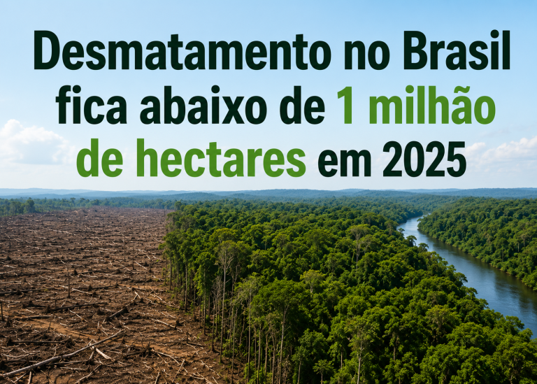 Desmatamento no Brasil fica abaixo de 1 milhão de hectares em 2025